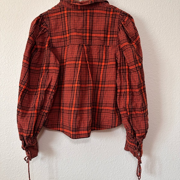 We The Free Orange Plaid Button-Up Shirt XS - Picture 5 of 5